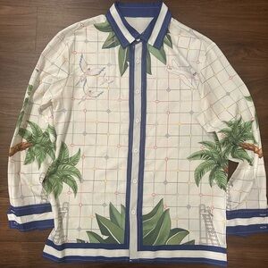 Tropical Print Casablanca Silk Button Up Shirt